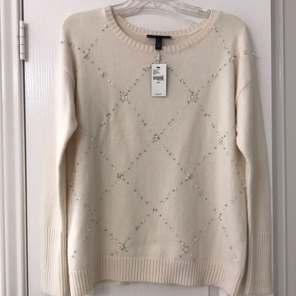 LANE BRYANT ivory embellished sweater 14/16 NWT